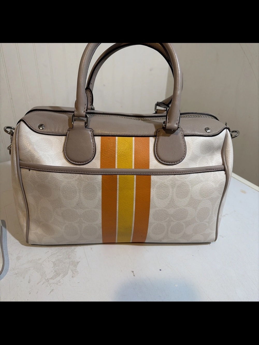 Coach Varsity Stripe Bennet Satchel with matching Wristlet - Picture 3 of 11